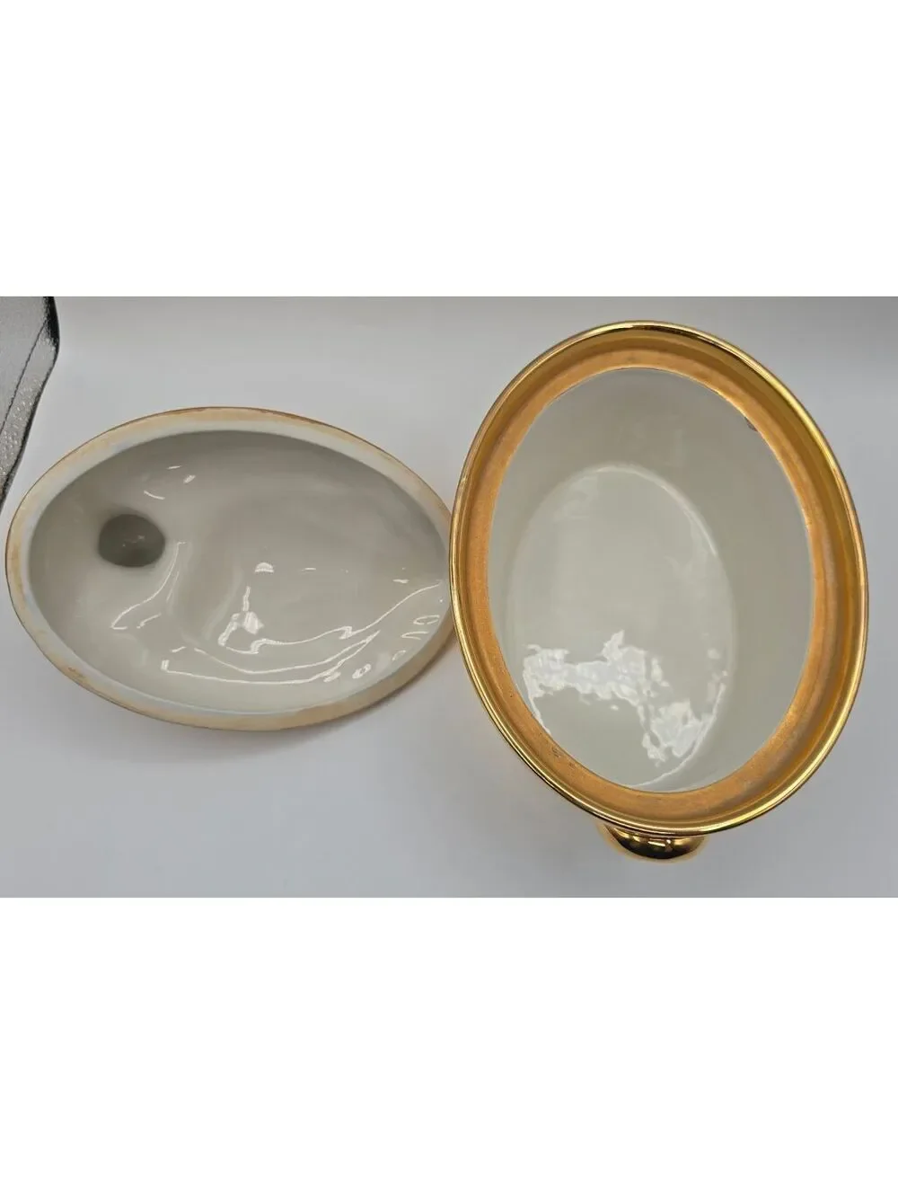 Vintage Hall China Golden Glo 24K Duck Covered Casserole Gump's San Francisco